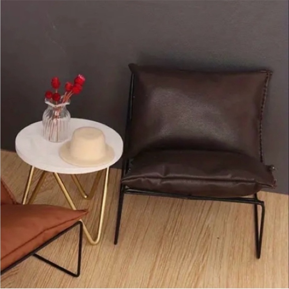 Modern Brown Leather Accent Chair